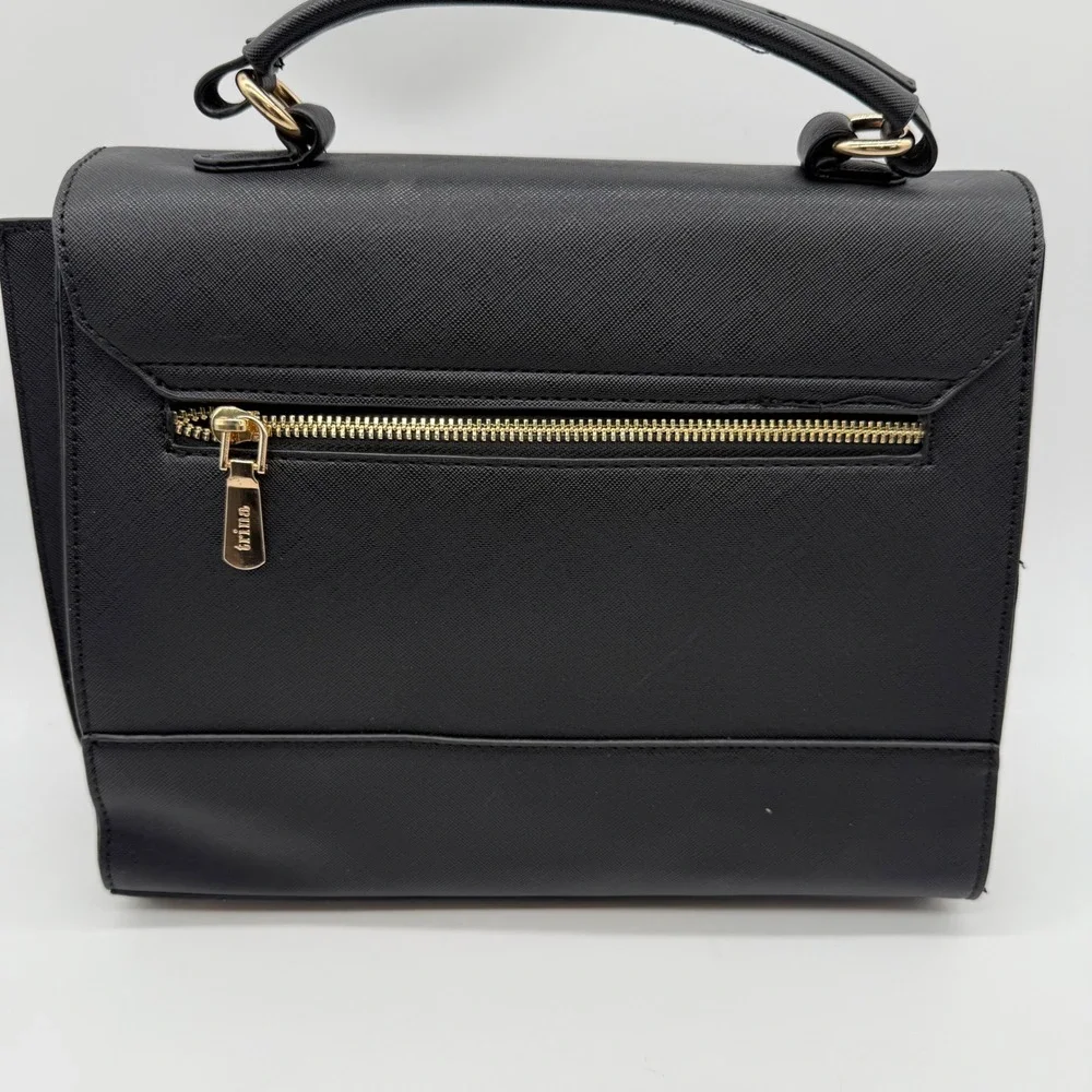 Trina Turk Top Handle Satchel Black Vegan Leather Shoulder‎ Bag $148 retail